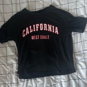 Black crop top tank top with California West Coast print